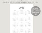 2026 Minimalist Calendar Printable: Desk & Wall Planner (Digital Download)