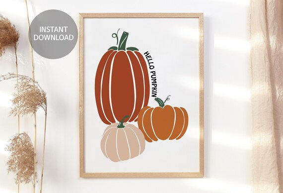 Hello Pumpkin Sign Printable Halloween Wall Art Boho - Etsy