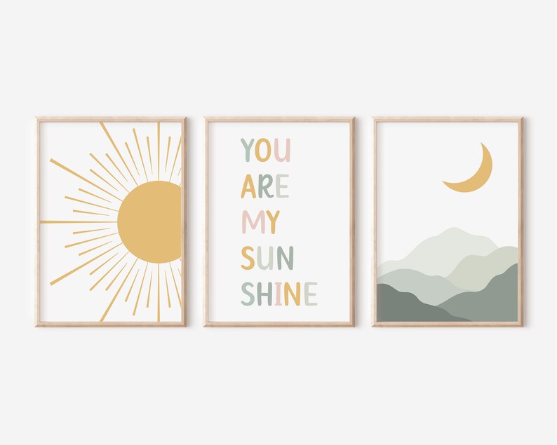 Boho Nursery Print Set of 3 You Are My Sunshine Baby Room Etsy