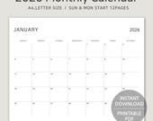 2026 Minimalist Landscape Calendar: A4 Monthly Planner (Digital Download)