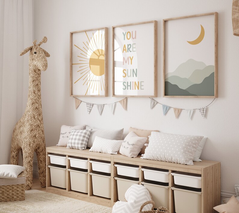 Boho Nursery Print Set of 3 You Are My Sunshine Baby Room Etsy