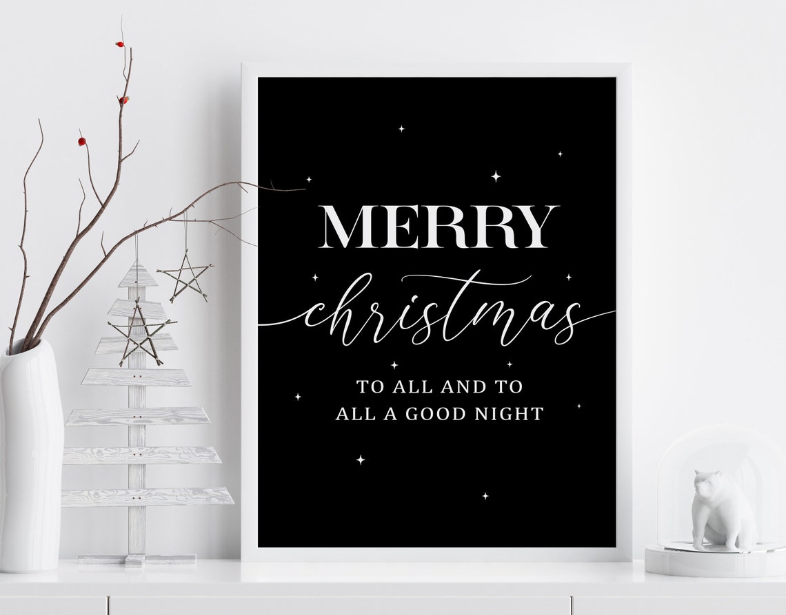Christmas Prints Christmas Printable Wall Art Black White - Etsy