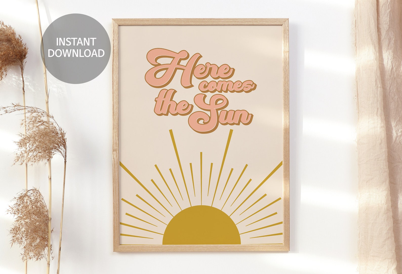 Here Comes the Sun Wall Art Typography Printable Retro - Etsy