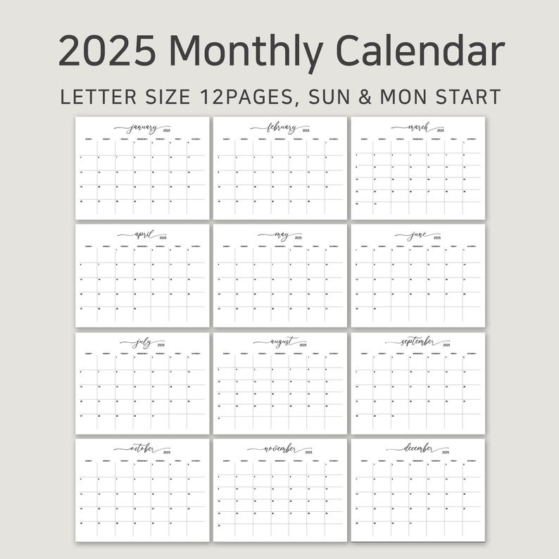 2025 Minimalist Calendar: A4, Letter Size (PDF Download) - Etsy