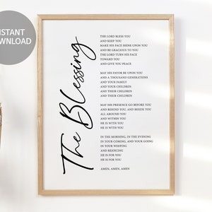 The Blessing Elevation Worship Lyrics Wall Sign, Christian Home Decor, Bible Verse Wall Art, Numbers 6:24-26, Worship song, Baptism Gift