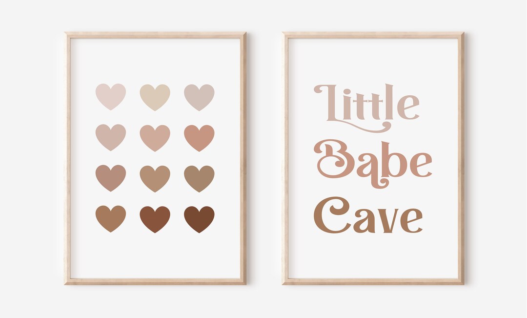 Little Babe Cave Nursery Wall Art Print, Boho Playroom Poster Set of 2 ...