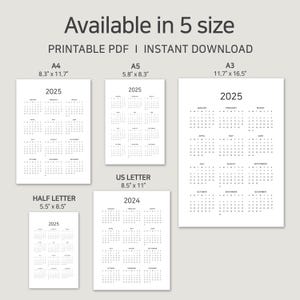 2025 Year Calendar Printable Landscape, Desk Minimalist Calendar