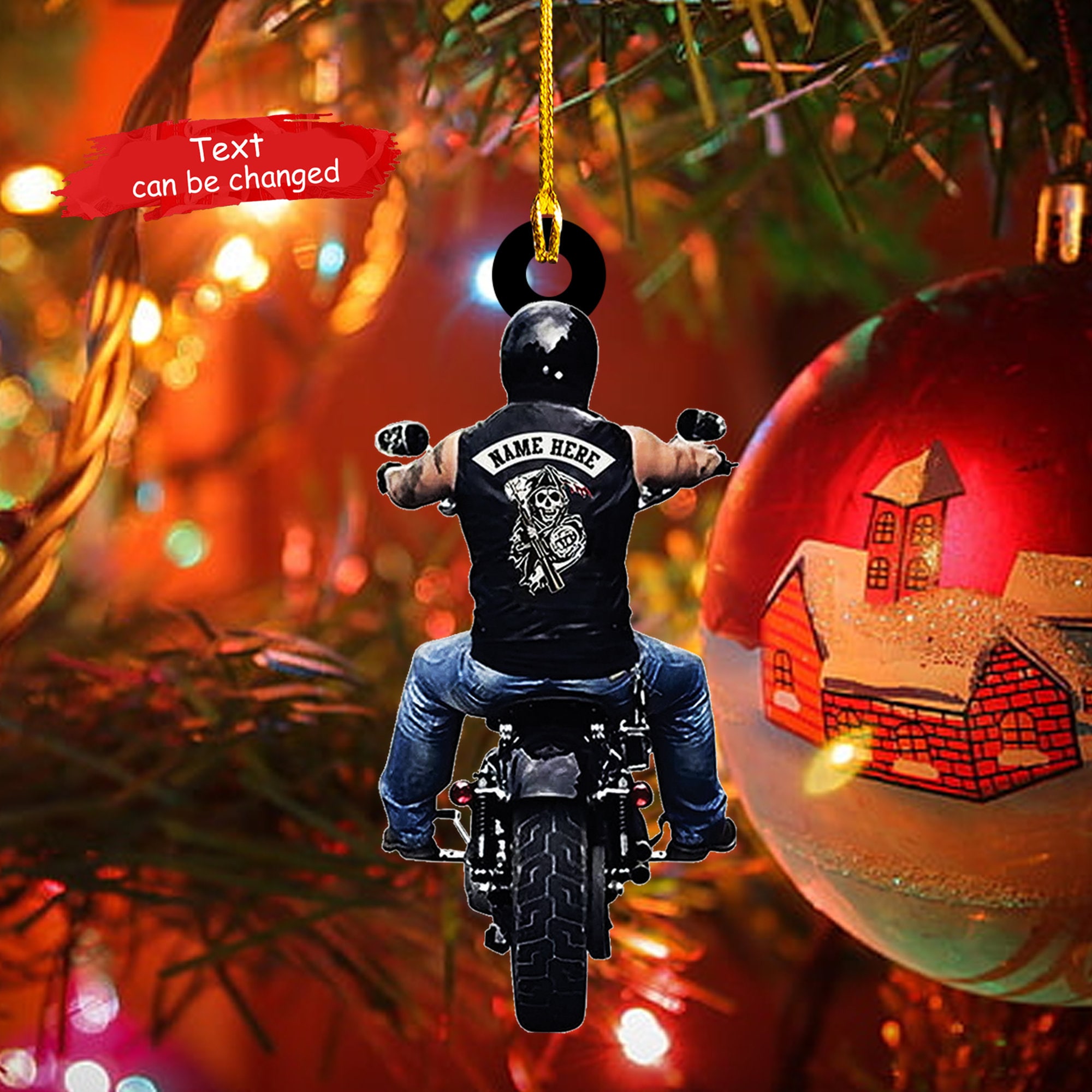 Discover Personalized Biker Shape Plastic Ornament