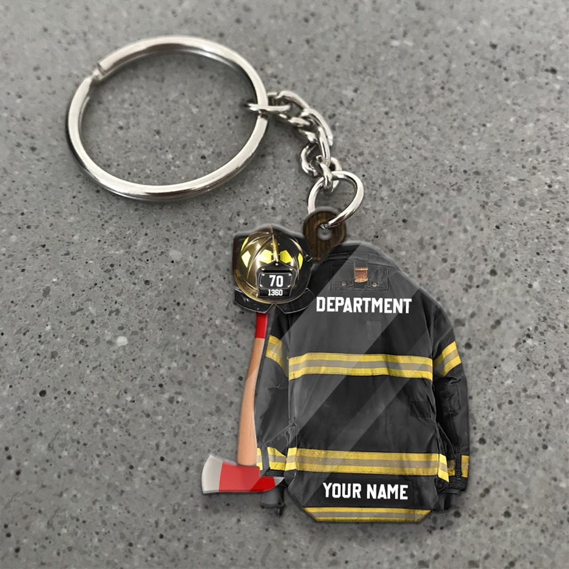 Personalized Firefighter Keychain Custom Name Fireman Etsy