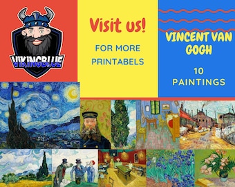 Vincent van Gogh Digital Paper - 10 Different Images, Instant Download, Printable Starry Night Art, Craft & Scrapbooking Supplies