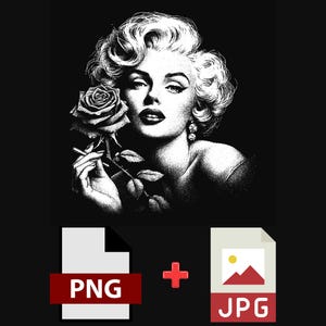 Stampa digitale Marilyn Monroe, arte iconica, decorazione da parete, poster di star del cinema, arredamento per la casa, regalo per lui, stile vintage, jpg e png