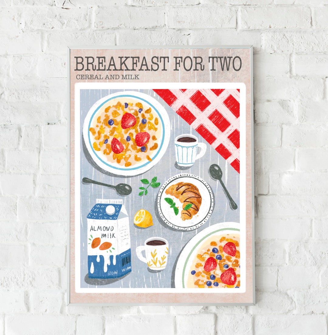 Breakfast Poster, Food Art Digital, Retro Food Poster Art - Etsy