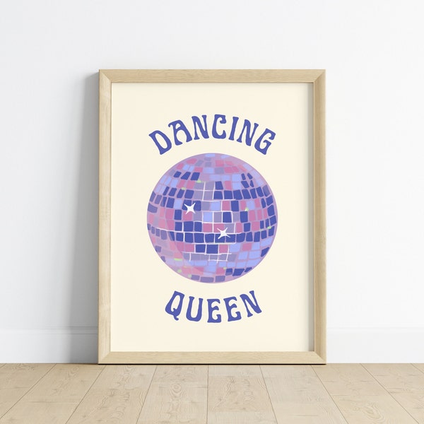 DANCING QUEEN POSTER, Dancing Queen Retro Print, Dance Print, Dancing Queen Poster, Disco Print, Wall Art