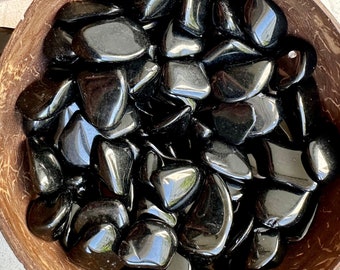 Schwarzer Obsidian 100/200 Gramm Lot | Polierter schwarzer Obsidian im Großhandel | Trommelkristalle | Schwarzer Stein, Kristalle Großhandel