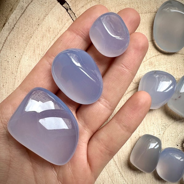 Blue Chalcedony Polished Crystal |  Natural Blue Chalcedony Tumbled Stone