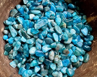 Blauer Apatit Kleines Kristall-Lot | Neonblaue Apatit-Tumbed-Chips | Kristallkonfetti | Kristalle