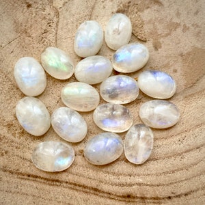 2 Pcs Set Moonstone 14x10 mm Rainbow Moonstone Cabochon Lot image 4