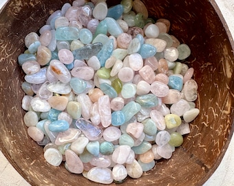 Mix Beryl Crystals AA Quality | Aquamarine, Morganite, Kunzite Polished Crystals | Beryl Crystal Lot | Crystal Chips, Crystal Confetti
