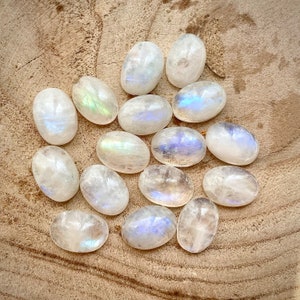 2 Pcs Set Moonstone 14x10 mm Rainbow Moonstone Cabochon Lot image 3