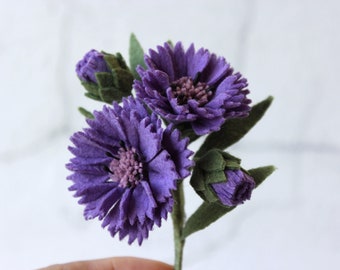 Flower brooch / Felt flower / Cornflower / Mini bouquet / Flower accessories /  Button hole flower / Wedding accessories / Gift for Mum