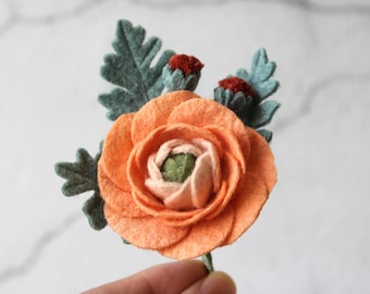 Flower brooch / Pansy brooch / Felt flower / Flower accessories / Wedding accessories / Flower pin / Lapel pin / Gift for her