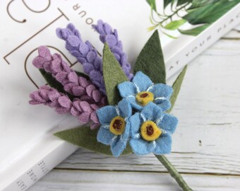 Flower brooch / Felt flower / Felt lavender / Mini bouquet / Flower accessories / Wedding accessories / Jewellery gift