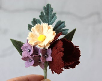 Flower brooch / Felt flower / Parrot Tulip / Mini bouquet / Flower accessories / Wedding accessories / Jewellery gift / Gift for Mum