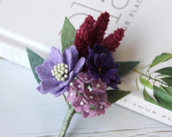 Mini bouquet flower brooch / Felt flowers / Wedding boutonnière / Wool felt accessories / Handmade brooch pin / Mother's Day gift