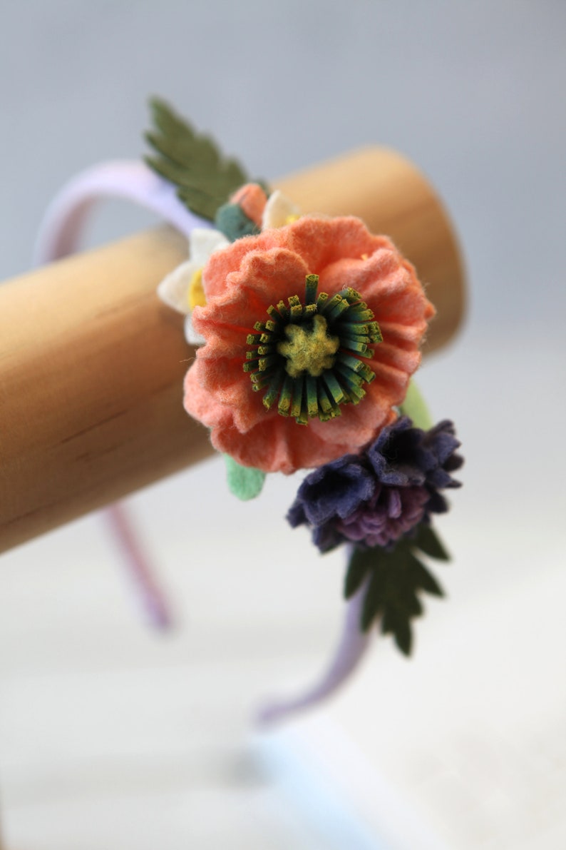 Flower crown / Felt flower / Girl headband /Flower hairband / Flower girl / Kids hair accessory / Wedding accessories image 5