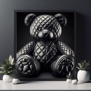 Leather Teddy Bear | Teddy Bear Wall Art | Bear Digital Art