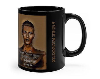 David Bowie Genius Misunderstood Inspirational Mugshot Mugs Loved Collectible 11 oz. Black Mug