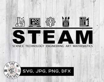 STEAM LINE SVG, dfx, png, jpg Dateien, Wissenschaft, Technologie, Ingenieurwesen, Kunst, Mathematik, Lehrer T-shirt