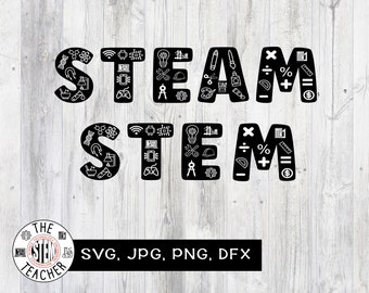 STEM STEAM Word SVG, dfx, png, jpg Dateien, Wissenschaft, Technik, Technik, Kunst, Mathematik, Lehrer T-Shirt, Stem Lehrer Geschenk