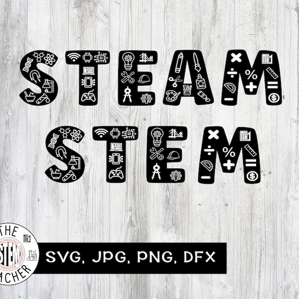 STEM STEAM Word SVG, dfx, png, jpg files, Science, Technology, Engineering, Art, Mathematics, Teacher t-shirt, Stem teacher gift