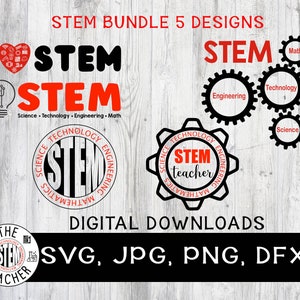 STEM Bundle SVG, dfx, png, jpg files, Science, Technology, Engineering,  Mathematics, Teacher tshirt Stem teacher gift