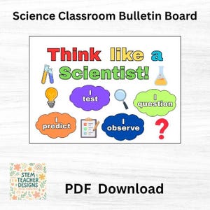 Think Like a Scientist Bulletin Board Display | Science Classroom Decor | Digital Download A4 PDF | STEM Teaching Resource