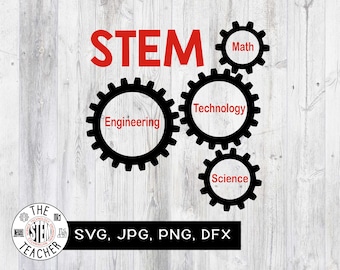 STEM Cogs SVG, dfx, png, jpg files, Science, Technology, Engineering, Math, Teacher tshirt