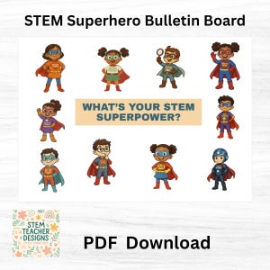 STEM Superhero Bulletin Board | Printable Classroom Display | STEM Superpower Posters | PDF Digital Download