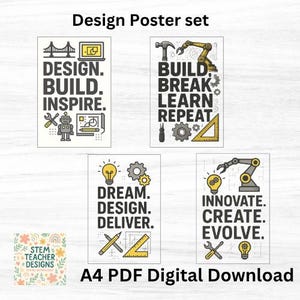 Design STEM Poster Set | Inspirational Engineering Classroom Prints | Digital Download |  classroom display STEAM teacher, STEAM classroom
