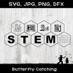 Iconos hexagonales STEM SVG, dfx, png, archivos jpg, ciencia, tecnología, ingeniería, matemáticas, camiseta de profesor