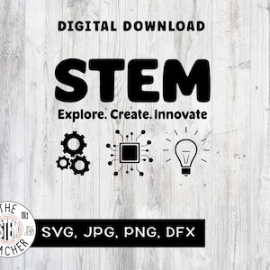 STEM SVG, dfx, png, jpg files, Science, Technology, Engineering, Art, Mathematics, Innovate, Teacher T-shirt download