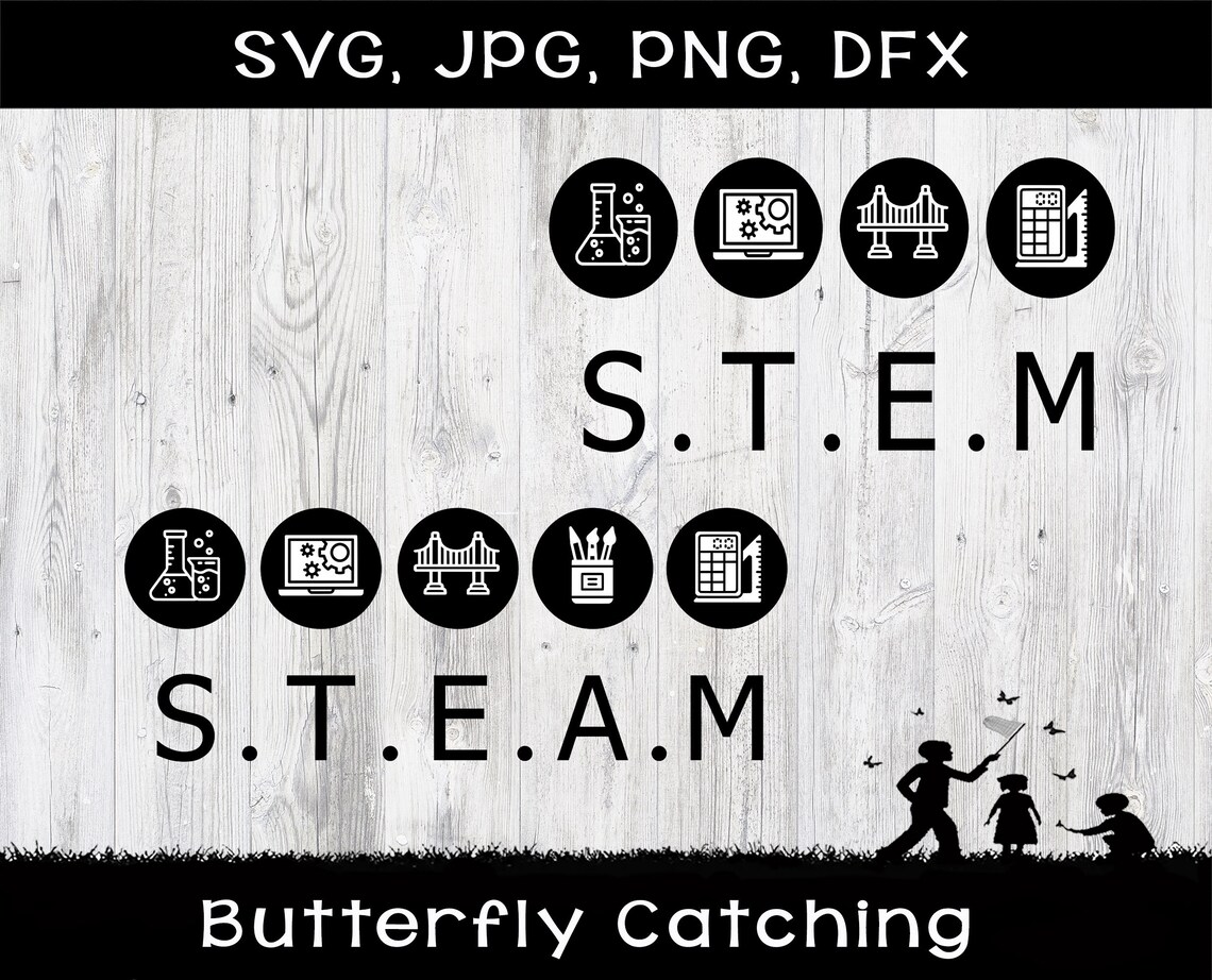 STEM STEAM Circle Icons SVG, Dfx, Png, Jpg Files, Science, Technology ...