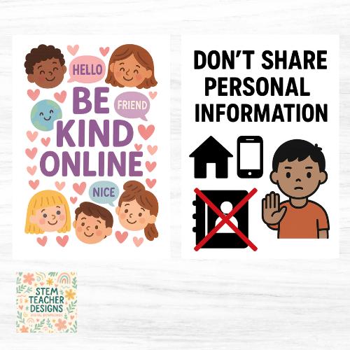 Cybersafety Classroom Poster Set | Digital Download | 8 Printable PDF ...