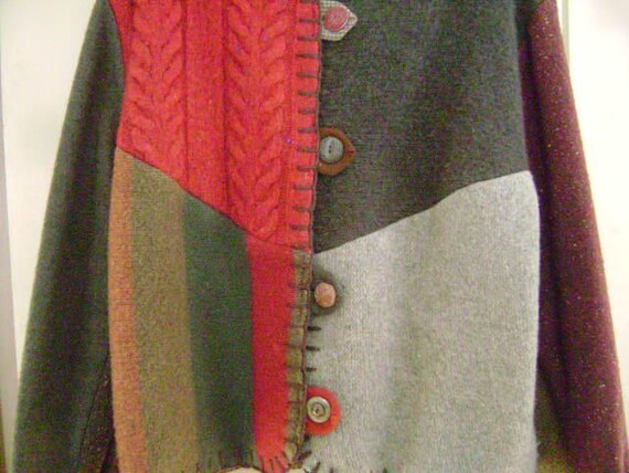 BAABAAZUZU Jacket button down front patchwork art… - image 2