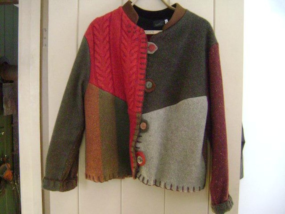 BAABAAZUZU Jacket button down front patchwork art… - image 1