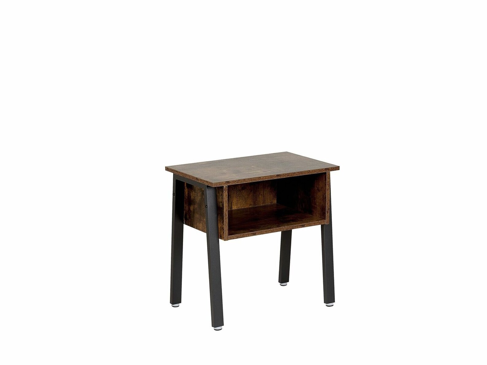 Rustic Bedside Table Metal Legs Shelf Storage Dark Wood Black Etsy