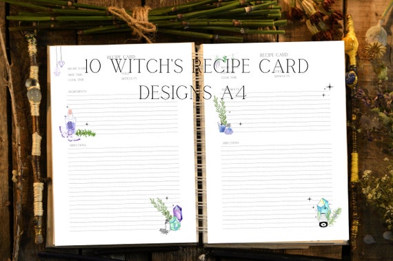 10 Printable Witch Recipe Cards Designs in A4 | Etsy