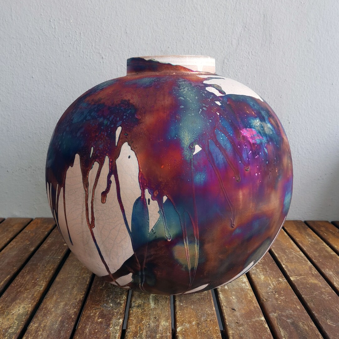 Large 13 Globe XL Vase 652 Raku Ceramic Pottery Gifts Etsy