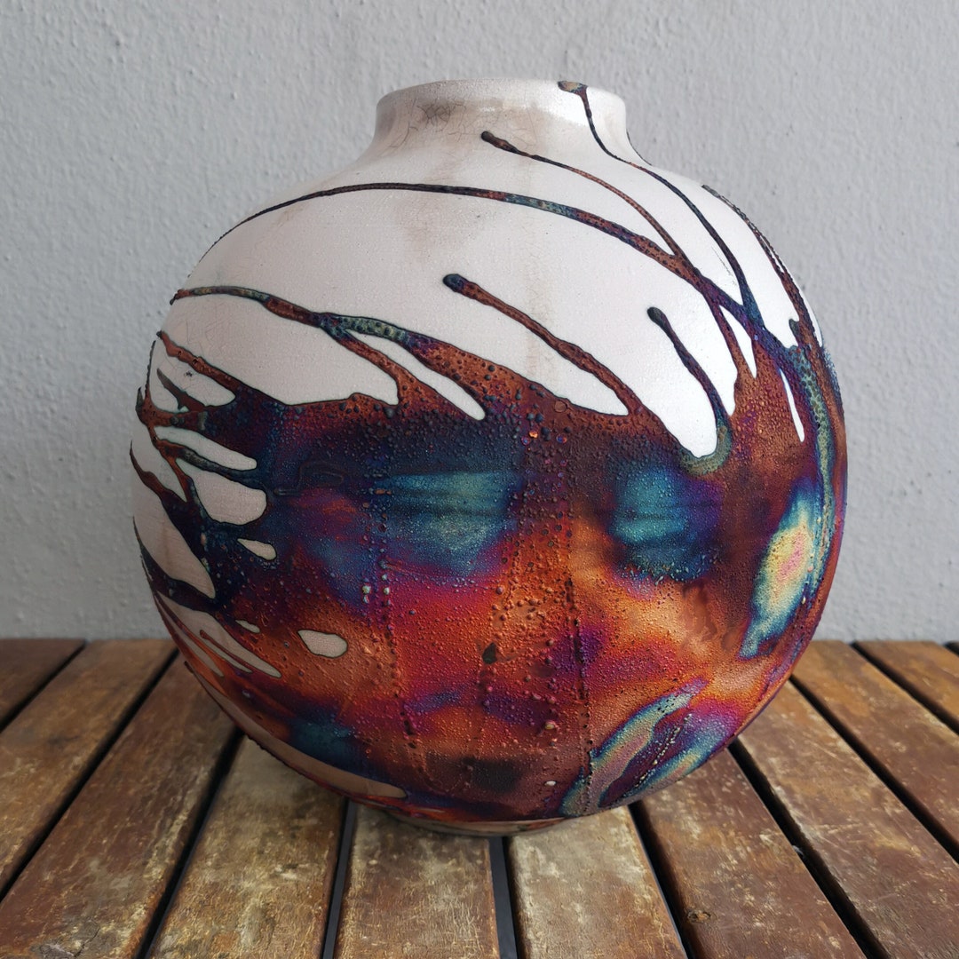 Large 11 Globe Vase 586 Raku Pottery Vintage Gifts for Etsy Finland