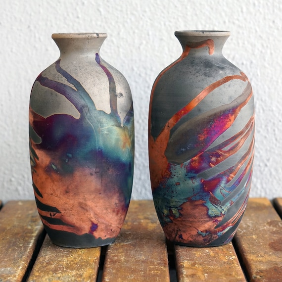 Koban 2 Pack Raku Ceramic Pottery Vase Handmade Home Decor - Etsy